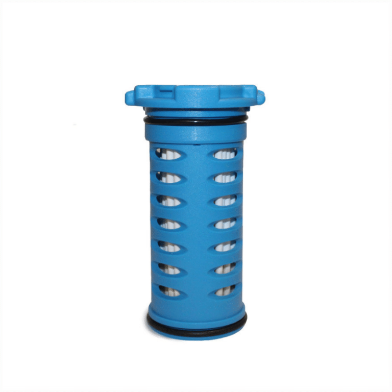 Cartouche filtrante WayFarer de LifeSaver sur fond blanc vue de dos