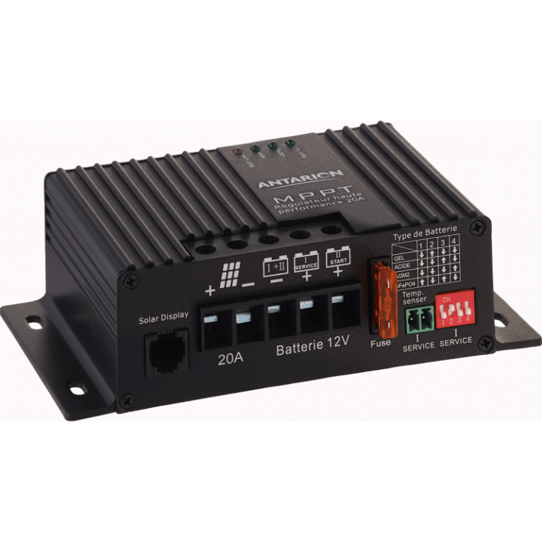 Régulateur solaire MPPT 20A Antarion vu de face