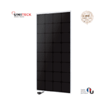 Panneau solaire 200W BackContact sur fond blanc avec logos