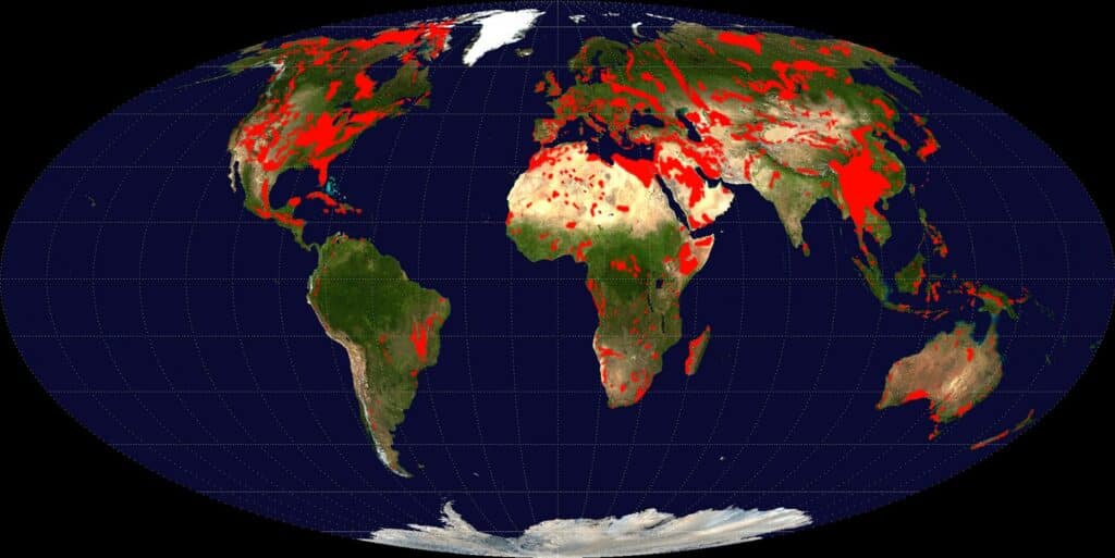 Carte du monde des zones calcaire