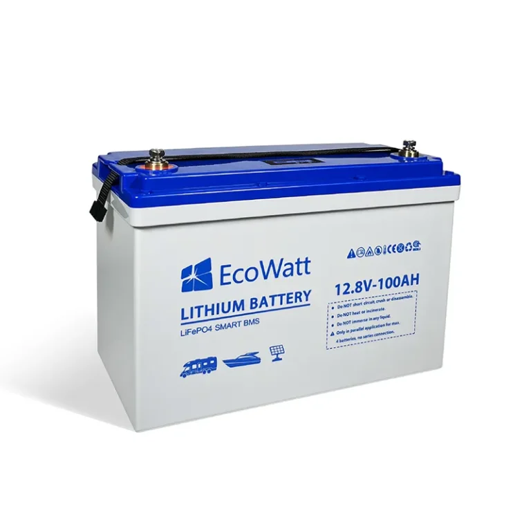 Batterie lithium 100AH Ecowatt vu de biais