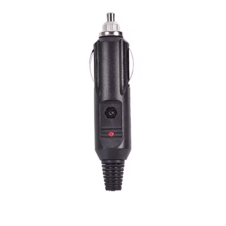 Fiche mâle allume cigare protégé par fusible interne, précablé, et avec indicateur led