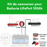 Kit permettant de connecteren sécurité la batterie de cellule camping-car, van, fourgon aménagé ou bateau