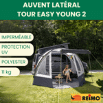 Chambre intérieure - REIMO TOUR EASY YOUNG 2, Captivan : auvent latéral pour espace de vie, protection pluie/soleil, intimité en camping.
