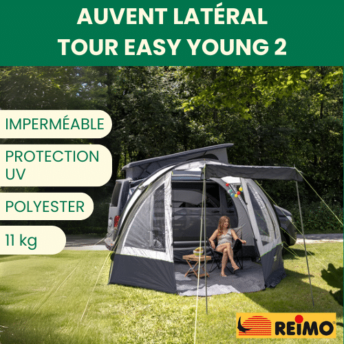 Chambre intérieure - REIMO TOUR EASY YOUNG 2, Captivan : auvent latéral pour espace de vie, protection pluie/soleil, intimité en camping.