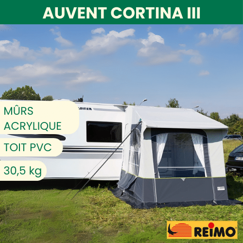 REIMO CORTINA III, Captivan : sas latéral pour caravane, idéal en hiver, dimensions 220 x 180 cm, parfait pour le caravanage en montagne.