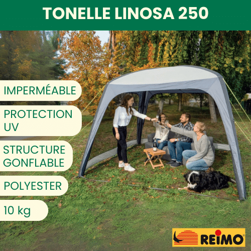 grande tonnelle gonflable idéale pour camping, camping-car ou jardin.