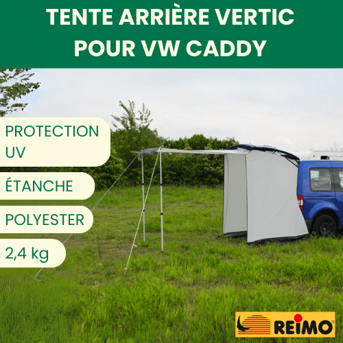 REIMO VERTIC CADDY - Tente arrière pour VW Caddy, idéale pour vos séjours nomades, disponible chez Captivan.