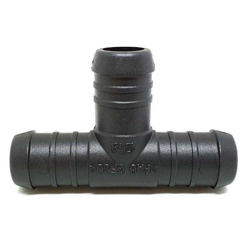 Connecteur de tuyau de liquide de refroidissement en forme de T ⌀ 18 mm Raccord en T disponible chez Captivan, idéal pour systèmes de refroidissement.