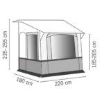 REIMO CORTINA III, Captivan : sas latéral pour caravane, idéal en hiver, dimensions 220 x 180 cm, parfait pour le caravanage en montagne.