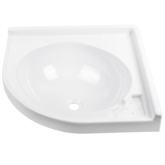 REIMO LAVABO D'ANGLE 418 X 418 MM - Lavabo blanc d'angle idéal pour gagner de la place en salle de bain ou cuisine - Captivan.