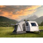 REIMO ONE BEAM AIR 325 chez Captivan, auvent gonflable pour caravane, facile à monter, longueur 325 cm, hauteur 235-250 cm.