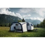 Auvent REIMO PLAYA AIR 300 disponible chez Captivan, compact et léger, idéal pour le camping avec montage rapide grâce aux arceaux gonflables.