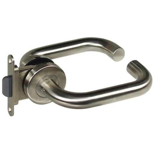 REIMO SERRURE DE PORTE & POIGNÉES de Captivan, idéale pour porte battante en camping-car, finition acier nickelé, s'encastre sur 40 mm.