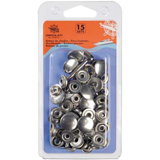 OSCULATI 15 BOUTONS PRESSIONS INOX de Captivan, pour fixer rideaux et équipements tissus sur ponts de bateau ou intérieurs de camping-car.