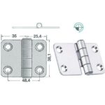 OSCULATI CHARNIÈRE INOX 60 X 38 X 2 MM de Captivan, idéale pour coffres et trappes en camping-car et bateau.