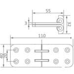 OSCULATI CHARNIÈRE ESCAMOTABLE HR de Captivan, charnière en inox 316 pour table stable d'une épaisseur minimale de 19mm, idéale pour bateau.