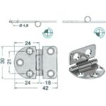 OSCULATI CHARNIÈRE INOX 42 X 30 X 2 MM, boutique Captivan, charnière asymétrique inox pour meubles et portes en bateau.