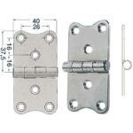 OSCULATI CHARNIÈRE INOX 75 X 40 X 2 MM pour trappes et coffres, disponible chez Captivan, inox épais de 2 mm, idéal bateau et camping-car.