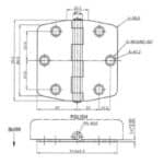 OSCULATI CHARNIÈRE INOX 74 X 75 X 2 MM de Captivan, charnière inox idéale pour portes de coffres en bateau ou camping-car.