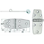 OSCULATI CHARNIÈRE INOX 85 X 39 X 2 MM de Captivan, charnière asymétrique pour grands coffres et portes en bateau ou camping-car.