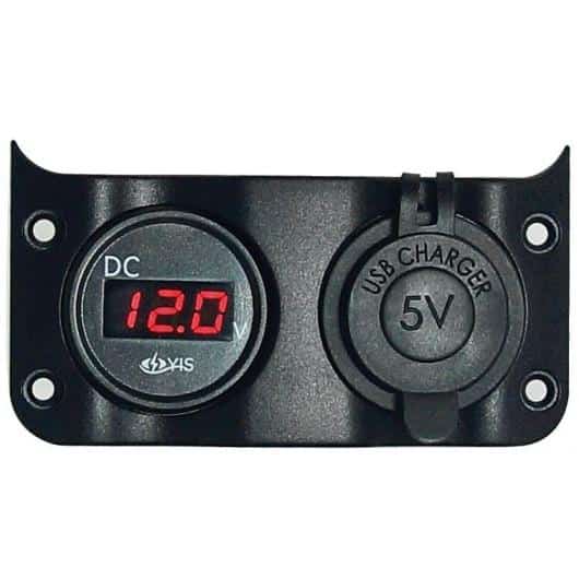 WAVE DESIGN VOLTMÈTRE + 2 X USB OSCULATI, Captivan, voltmètre pour tableau électrique 12V bateau, camping-car et fourgon.