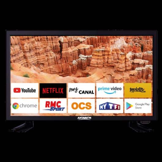 ANTARION SMART TV LED 19'' ANDROID de Captivan, téléviseur 12 V avec accès aux plateformes de streaming pour camping-car.