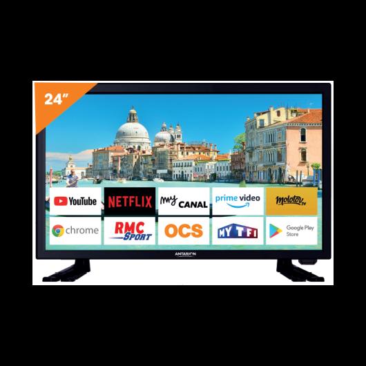 ANTARION SMART TV 24'' ANDROID 9.0 chez Captivan, téléviseur 12V idéal pour films et séries dans votre camping-car avec écran 24 pouces.