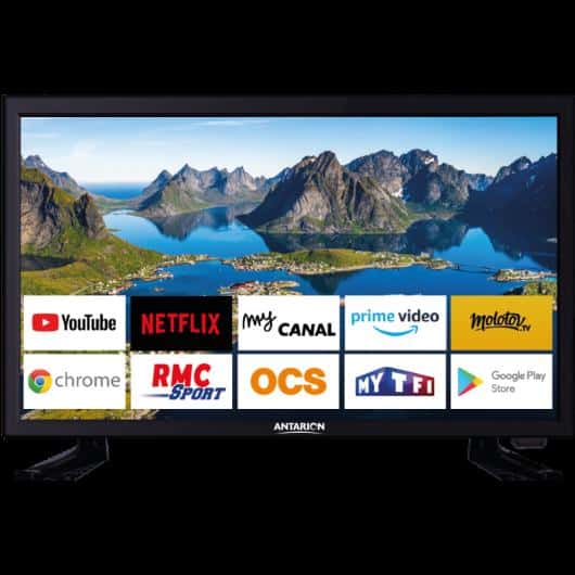 ANTARION SMART TV LED 22'', Captivan, télévision 12V avec streaming intégré pour films et séries dans votre bateau ou camping-car.