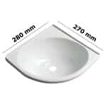 LAVABO D'ANGLE ABS 280 X 270 MM OSCULATI de Captivan, cuve d'angle idéale pour bateau, camping-car et fourgon aménagé.