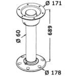 PIED POUR TABLE TREAD LOCK 685 MM OSCULATI chez Captivan, pied amovible pour bateau, camping-car, fourgon, embase ultra plate.