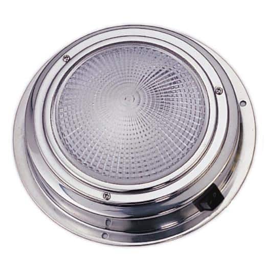 Plafonnier inox LED en saillie Ø 169 mm OSCULATI de Captivan, idéal pour bateau ou van aménagé, fonctionne sur installation 12 Volt.