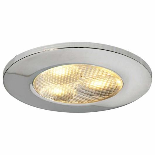 Plafonnier LED à encastrer Montsarrat II poli miroir Osculati, Captivan - idéal pour bateau, van, fourgon aménagé, ambiance chaleureuse.