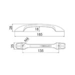 Poignée Inox 185 mm Osculati, Captivan - parfaite pour descente bateau, roof ou pont, en inox 316 de grande qualité.