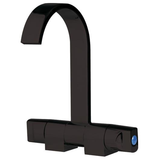 ROBINET STYLE BLACK LINE | EAU CHAUDE/FROIDE OSCULATI de Captivan, robinet mélangeur élégant pour bateau, camping-car, bec rabattable 180°.