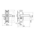 SERRURE DE PORTE INTÉRIEURE 129 X 132 MM OSCULATI, Captivan, serrure complète pour portes intérieures de bateaux, poignées en option.