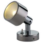 SPOT ARTICULÉ LAGUNA 1 LED HD OSCULATI de Captivan, 3 W, finition laiton chromé, lumière blanche chaude pour une ambiance chaleureuse.