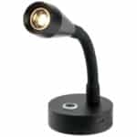 SPOT LED ARTICULÉ + USB-C 180 MM OSCULATI chez Captivan, lumière blanche chaude, variateur, port USB-C, parfait pour bureau ou cabine.