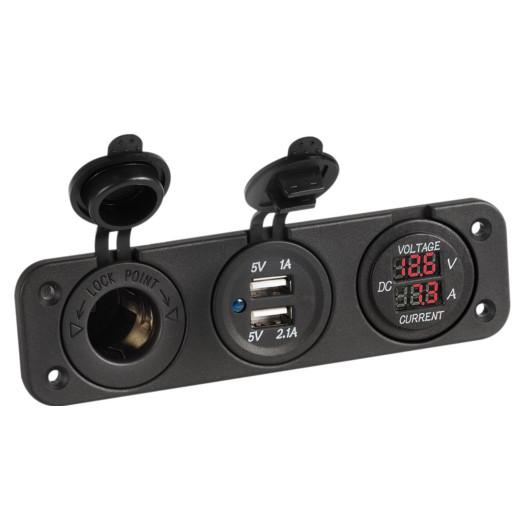 VOLTMÈTRE AMPÈREMÈTRE DIGITAL 12V AVEC USB OSCULATI – Captivan, accessoire pour camping-car, prise USB et allume-cigare.