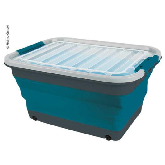 CAMP4 BOÎTE DE RANGEMENT PLIABLE 45 L de Captivan, caisse en silicone avec roulette, idéale pour bateau, camping-car ou camping.