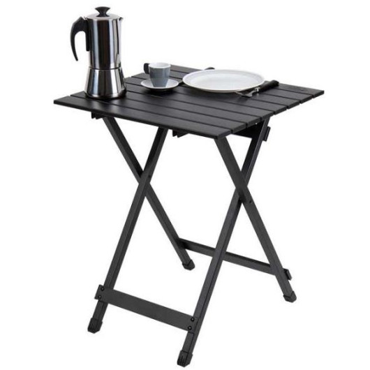 CAMP4 SINGLE BLACK de Captivan, table pliante en aluminium légère et compacte, idéale pour camping ou fourgon aménagé.