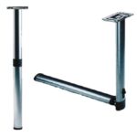 CARBEST PIED DE TABLE ARTICULÉ OVALE 315 - 675 MM, Captivan, pied de table pliable pour fourgon ou van, tubes ovales en aluminium.