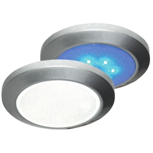 CARBEST PLAFONNIER LED 2 ÉCLAIRAGES Ø 69 MM - Captivan, éclairage intérieur 12V, blanc ou bleu, interrupteur tactile pour bateau et camping-car.