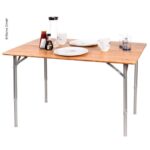 HT TABLE EN BAMBOU 100 X 65 CM, Captivan, table en bambou et aluminium idéale pour repas en plein air lors de camping-car ou fourgon aménagé.