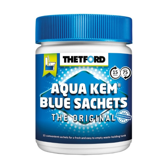 THETFORD AQUA KEM BLUE | SACHETS, Captivan, additif sanitaire en sachets pour cassettes et réservoirs, contrôle des odeurs.