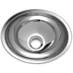 CARBEST EVIER OVALE INOX 340 X 270 MM chez Captivan, lavabo en inox poli pour van aménagé, camping-car ou bateau, installation par encastrement.