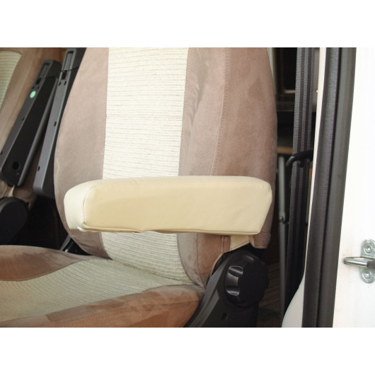 CARBEST HOUSSE ACCOUDOIR POUR DUCATO, Captivan, housse beige imitation cuir pour accoudoirs, compatible fourgon et camping-car après 2006.