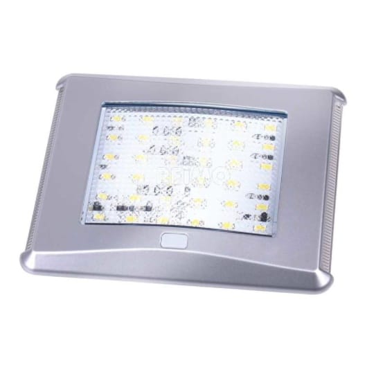 CARBEST PLAFONNIER LED 152 X 124 MM chez Captivan, plafonnier 12V, lumière blanche ou bleue, intensité lumineuse de 450 lumens.