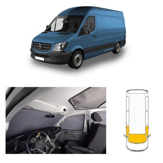 CARBEST RIDEAUX ISOLANTS AVANT 3 PIÈCES | SPRINTER II de Captivan, tissu anti-condensation et protection UV pour un confort optimal.