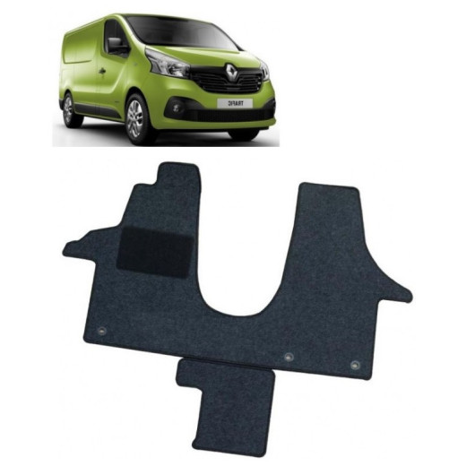 CARBEST TAPIS CABINE PLUS TRAFIC 3 de Captivan, tapis de cabine pour Renault Trafic 3, protège le sol et s'adapte aux 2 sièges avant.